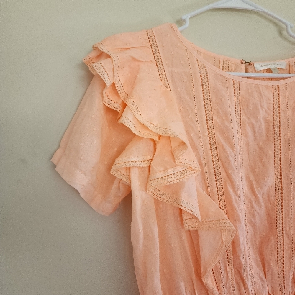 Peach Blossom Mini Dress Ruffled Size Medium - Picture 8 of 16